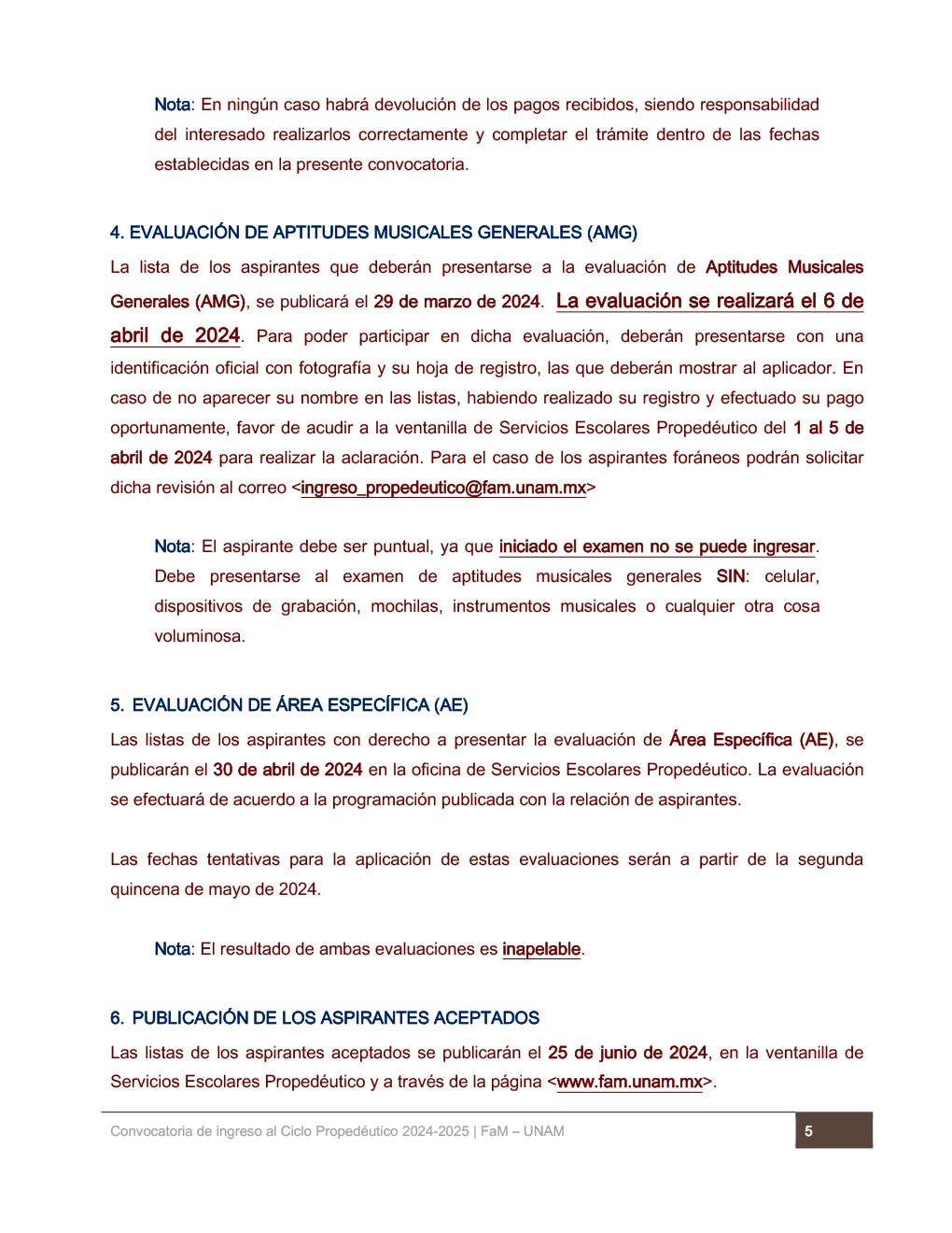 Convocatoria FaM UNAM 2024 Ingreso a Propedéutico